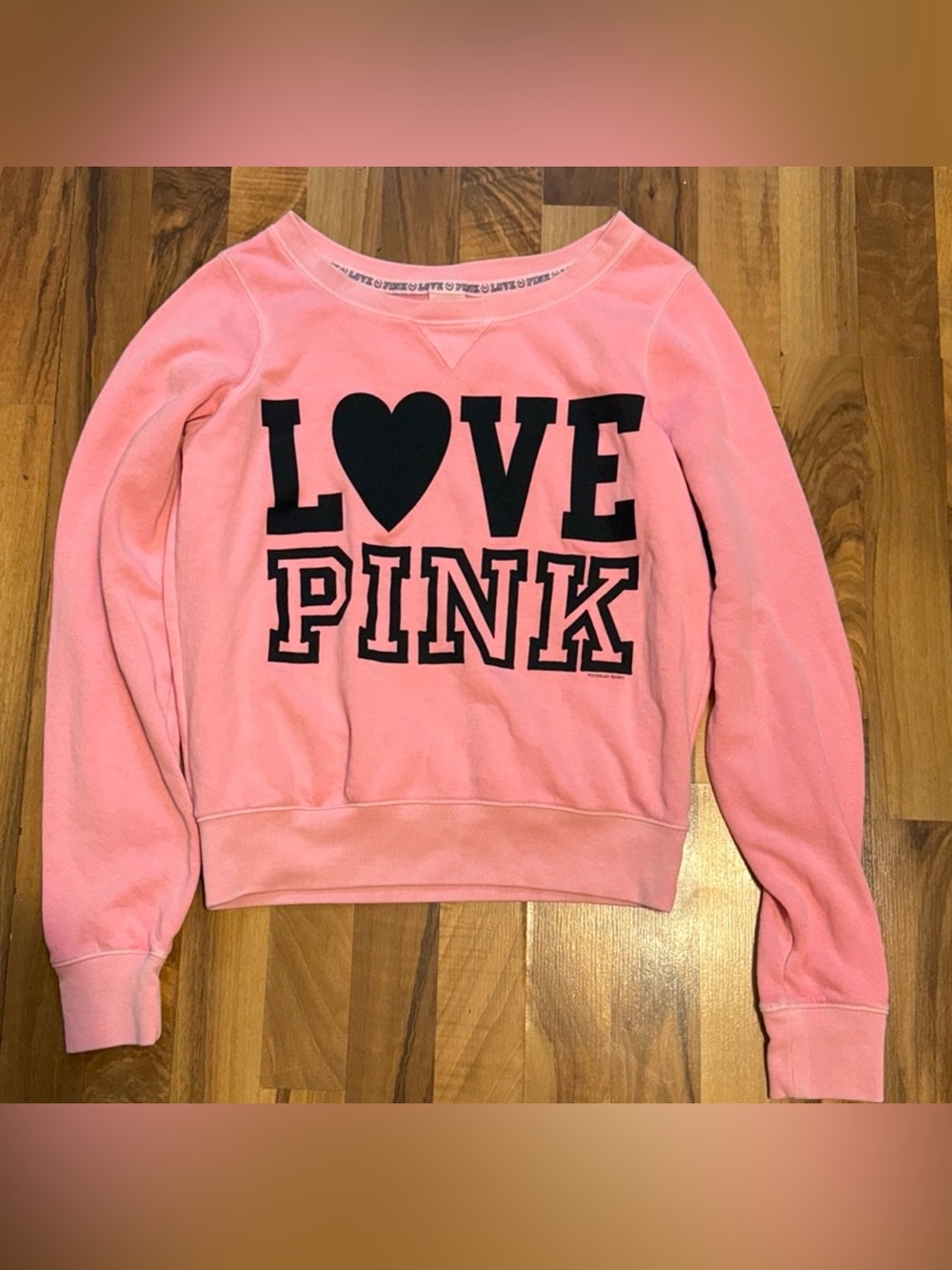 Victoria's Secret PINK Crewneck Sweatshirt in Pink with Black Graphic